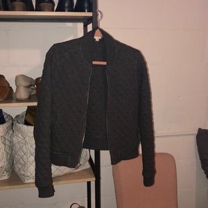 Grey quilted bomber jacket